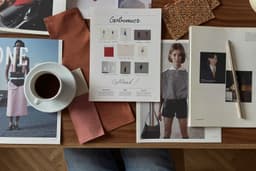 A flatlay of fashion magazines and a moodboard